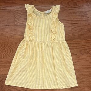 Girls Yellow Ruffle Seersucker Dress - 7